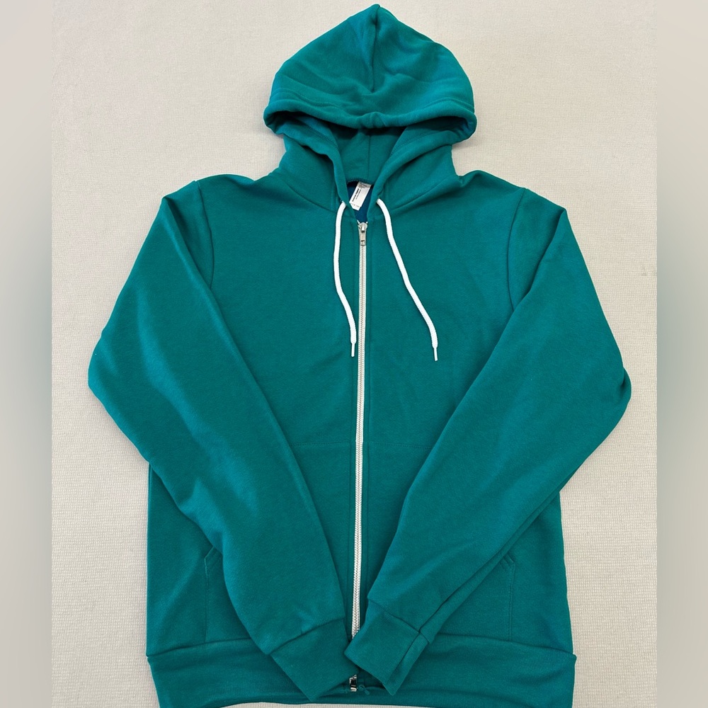 Women's Green Zip-Up Hoodie - Picture 2 of 6